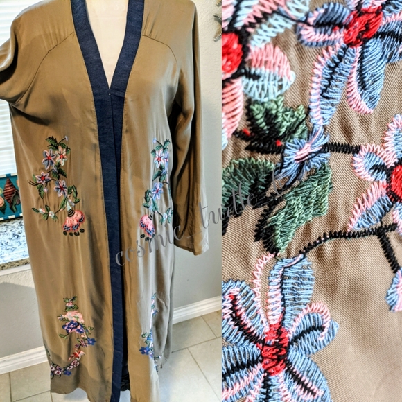 HP New Bohemian Floral Embroidered Kimono cover up - Picture 8 of 8